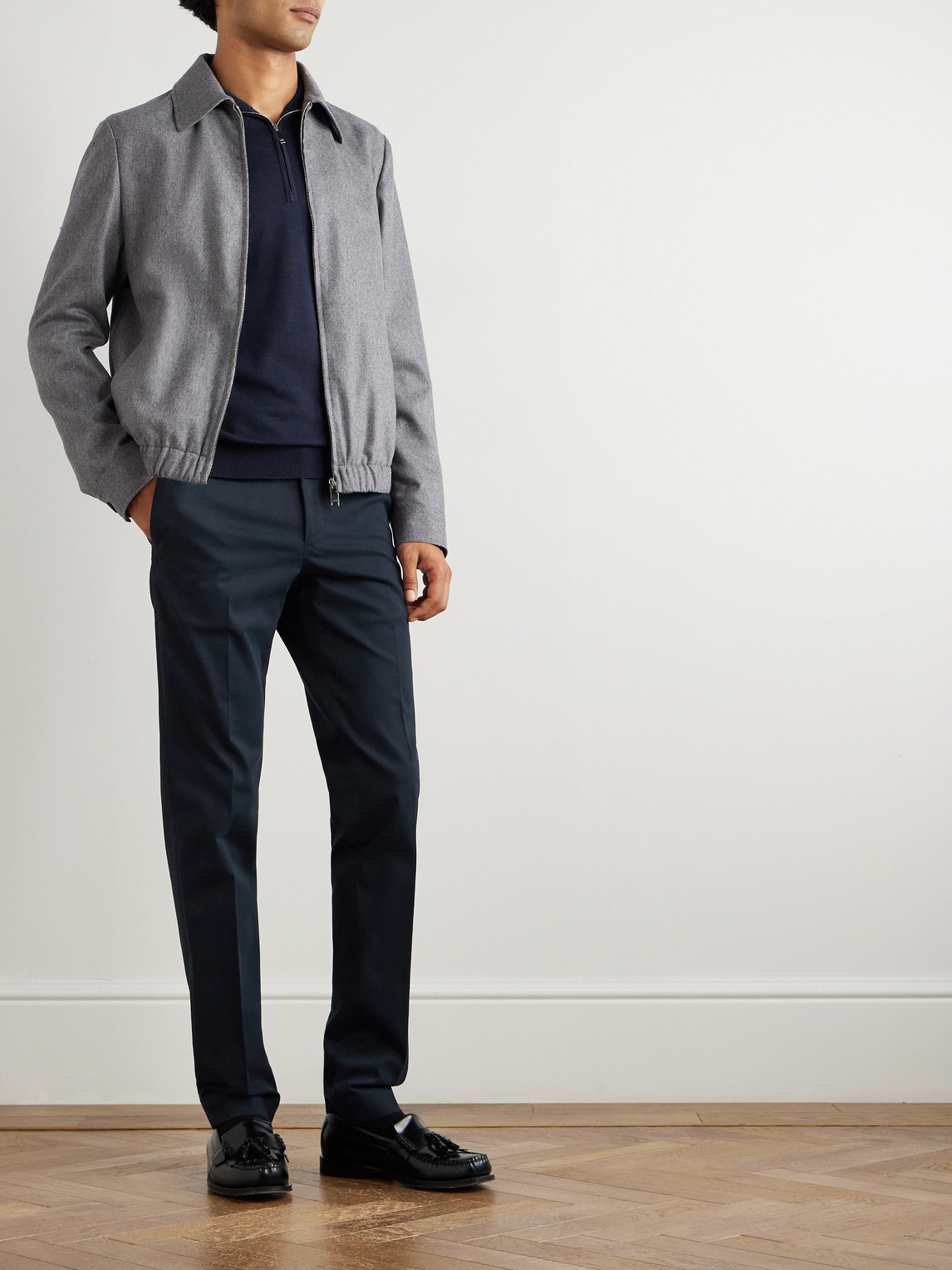 Incotex Zanone Flexwool Half-zip Sweater In Blue