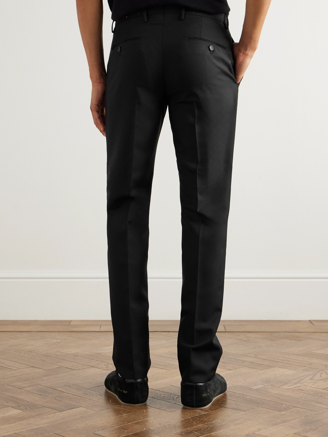 Incotex Slim-fit Wool And Mohair-blend Trousers In Black