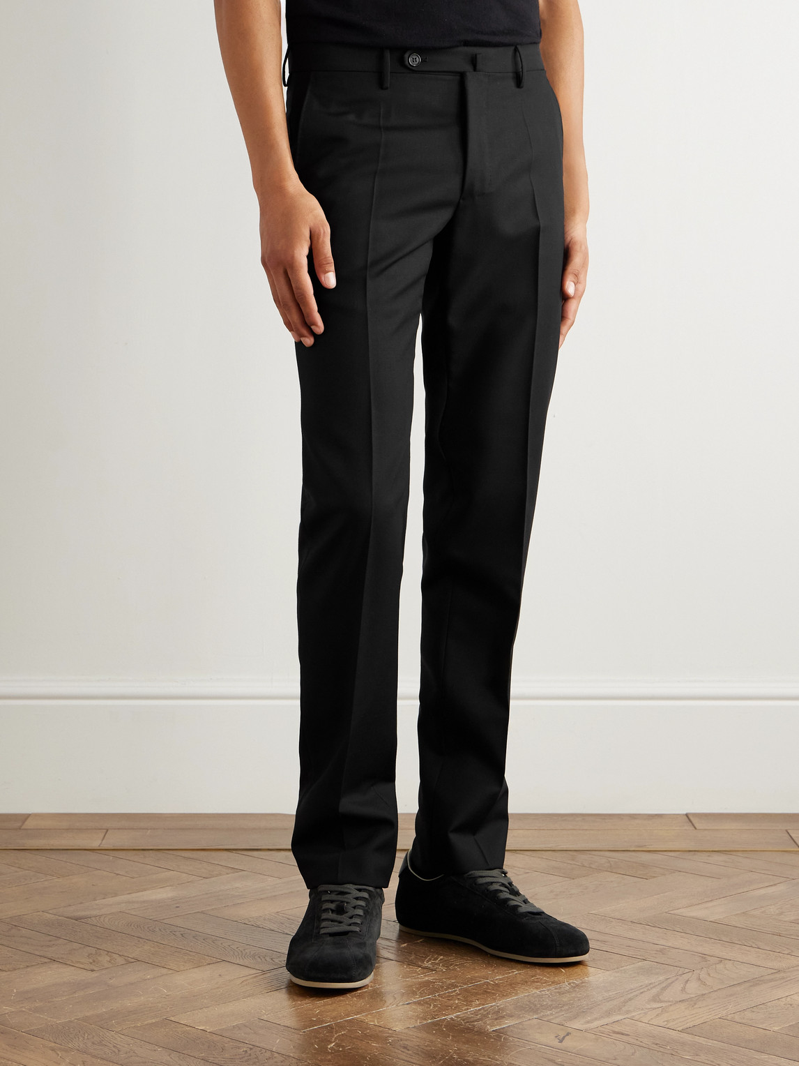 Incotex Slim-fit Wool And Mohair-blend Trousers In Black