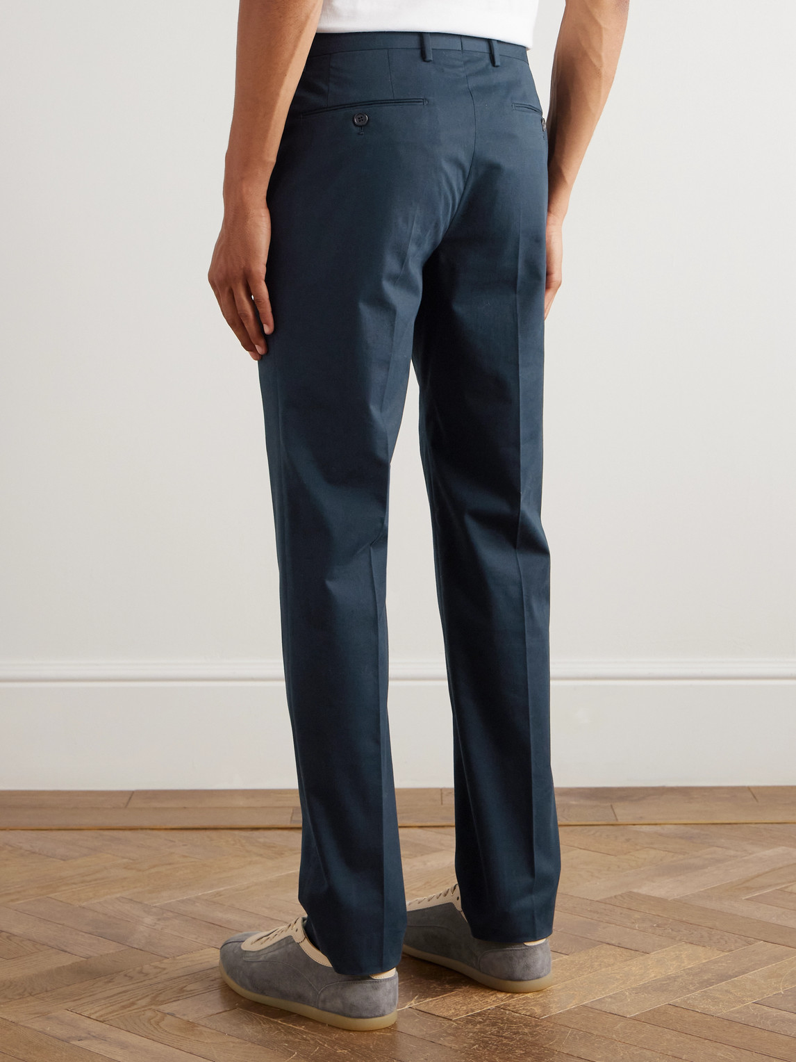 Incotex Slim-fit Cotton And Cashmere-blend Trousers In Blue