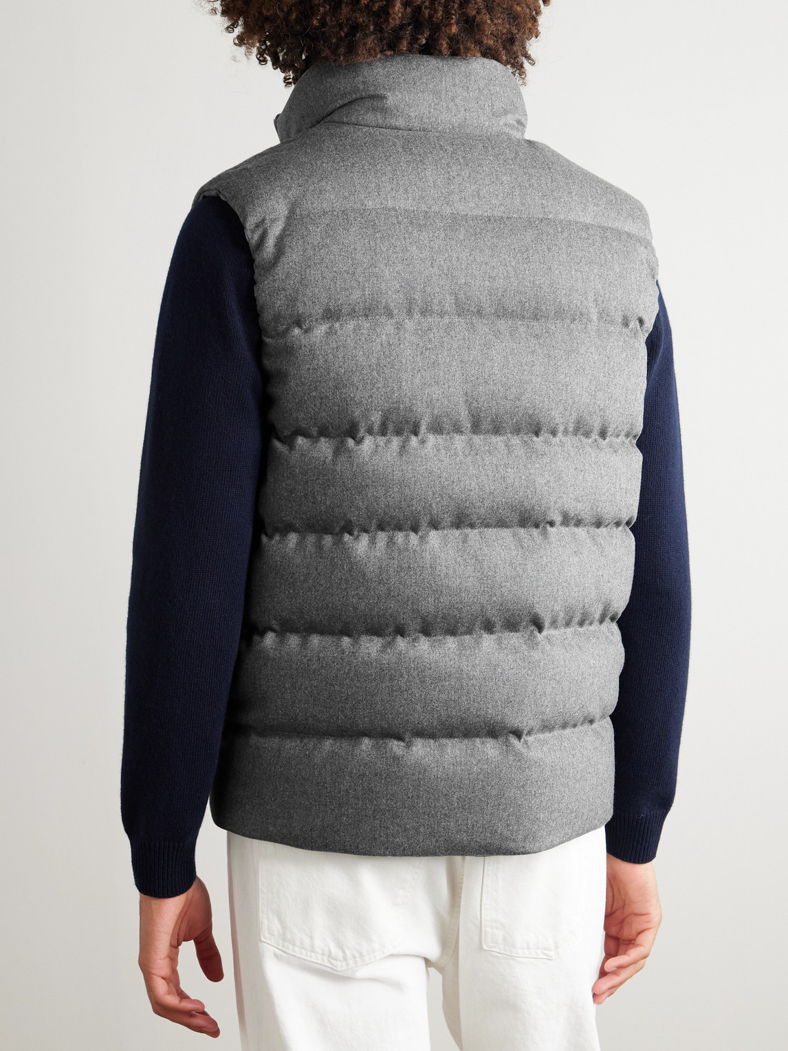 Incotex Montedoro Slim-fit Quilted Wool And Cashmere-blend Down Gilet In Gray