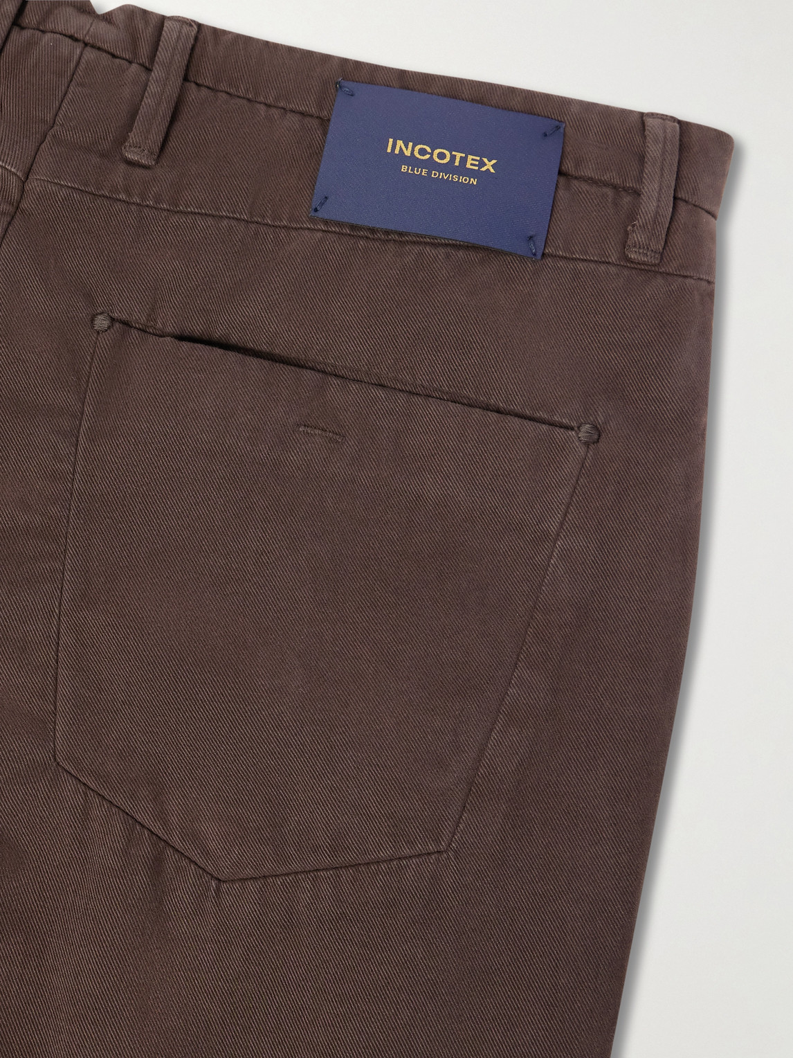 Incotex Blue Division Straight-leg Pleated Cotton And Cashmere-blend Twill Trousers In Brown
