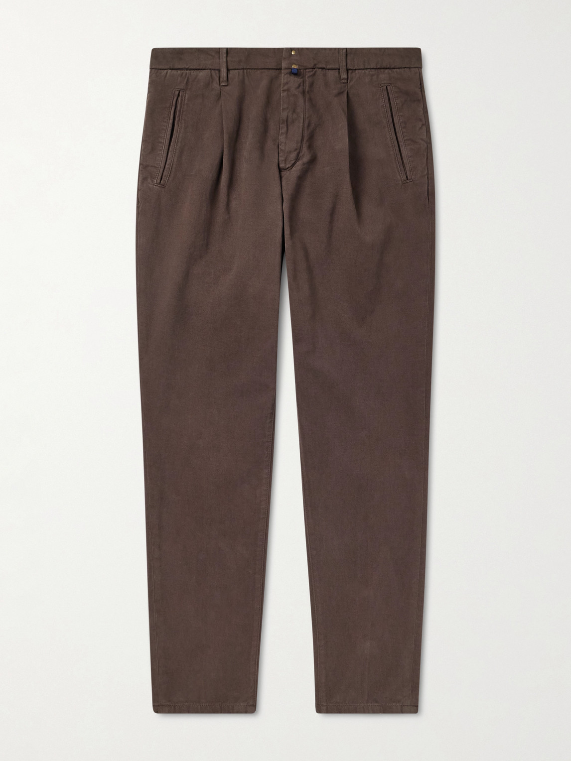 Incotex Incotex Blue Division Straight-Leg Pleated Cotton and Cashmere-Blend Twill Trousers - Men