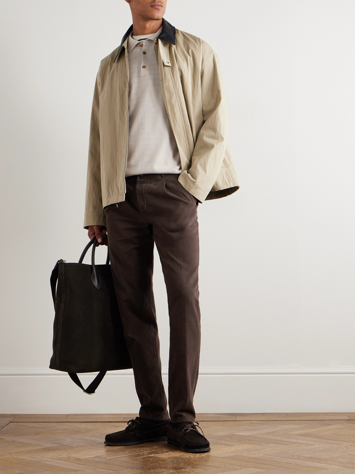 Incotex Blue Division Straight-leg Pleated Cotton And Cashmere-blend Twill Trousers In Brown