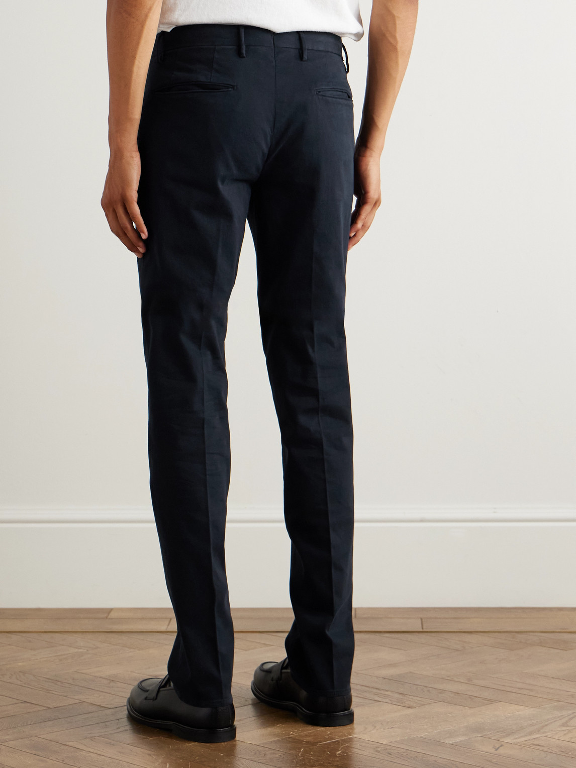 Incotex Straight-leg Cotton-blend Twill Trousers In Blue