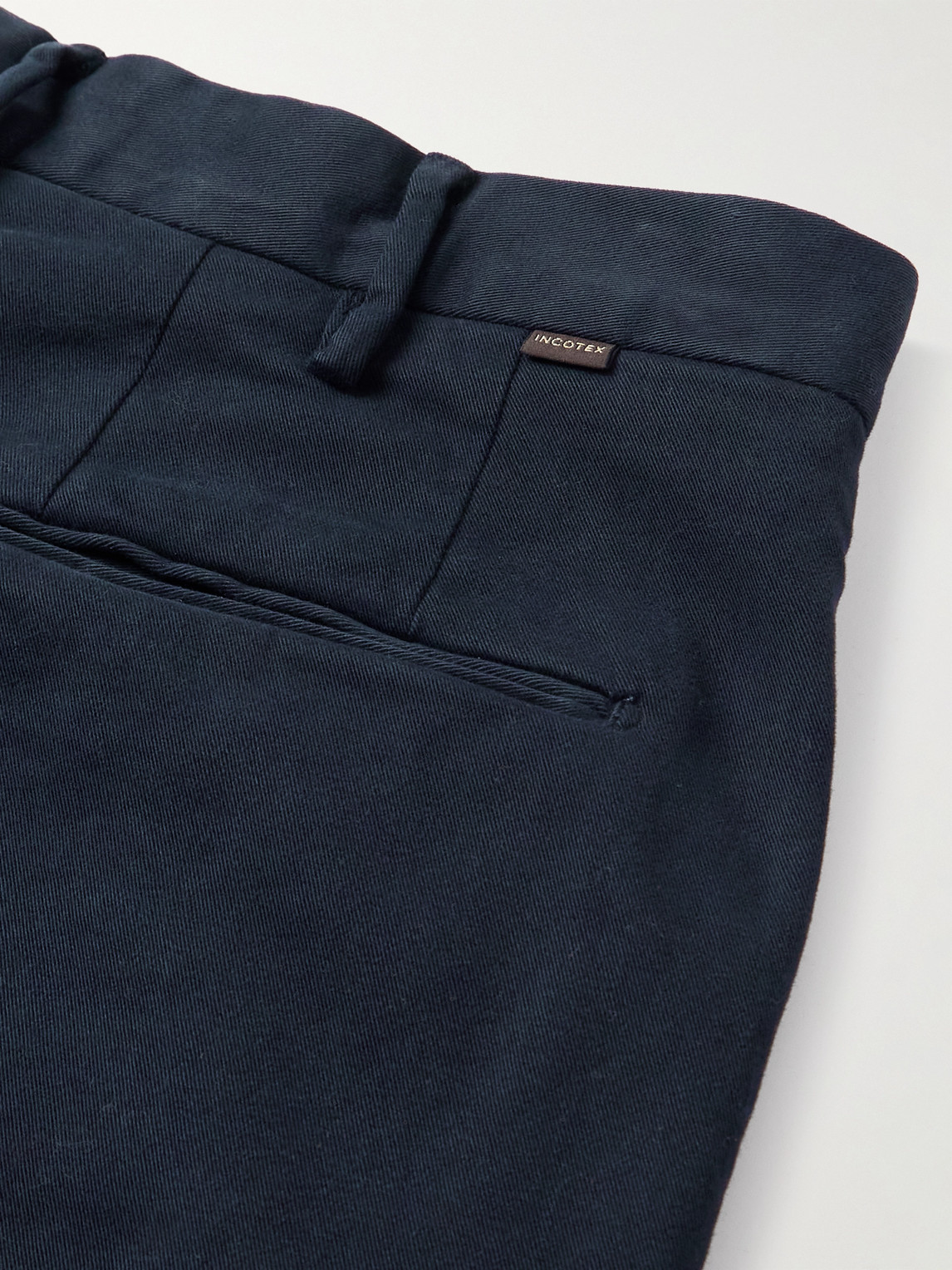 Incotex Straight-leg Cotton-blend Twill Trousers In Blue