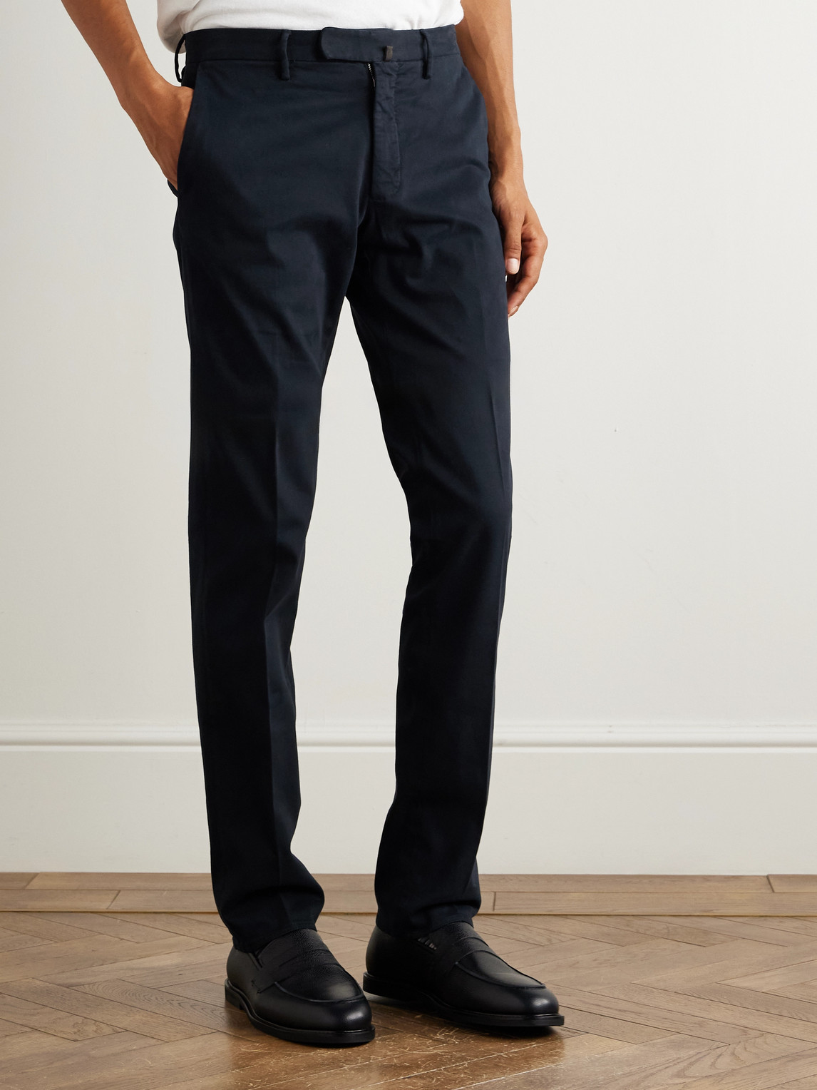 Incotex Straight-leg Cotton-blend Twill Trousers In Blue