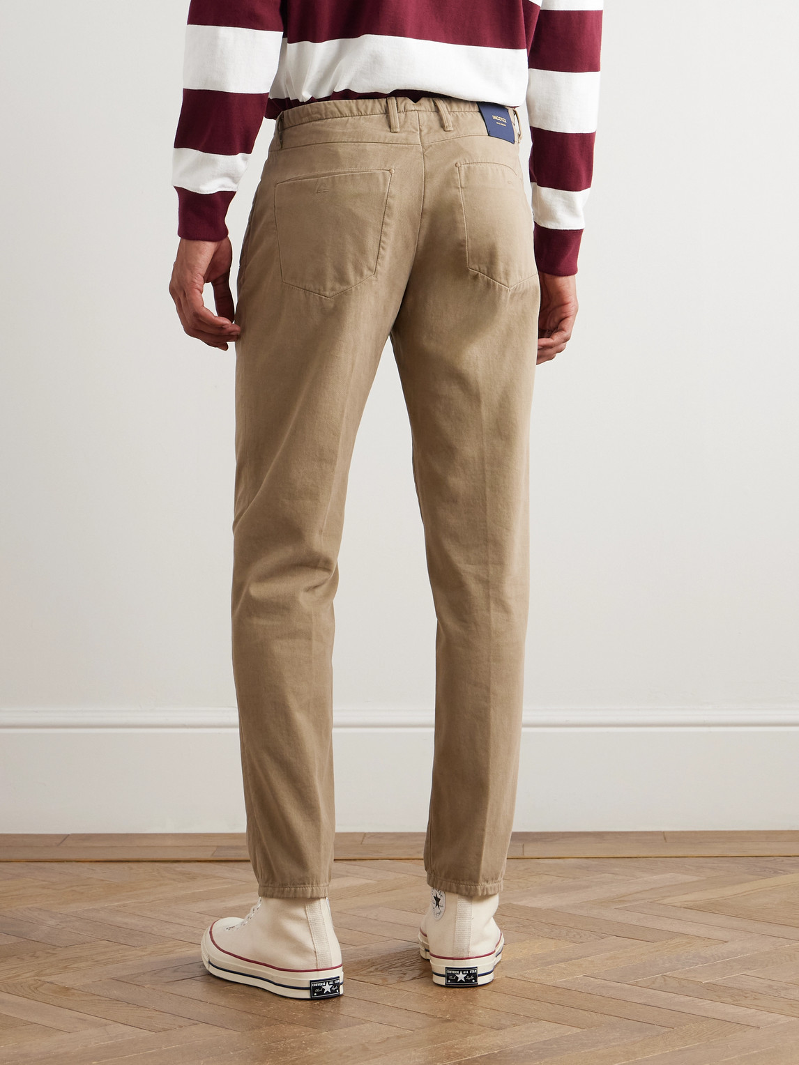 Incotex Blue Division Straight-leg Pleated Cotton And Cashmere-blend Twill Trousers In Brown