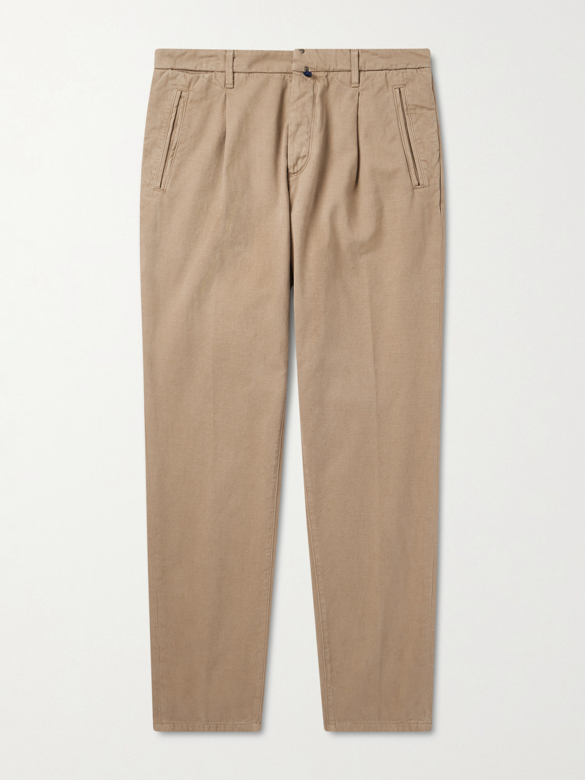Incotex Blue Division Straight-Leg Pleated Cotton and Cashmere-Blend Twill Trousers - Men
