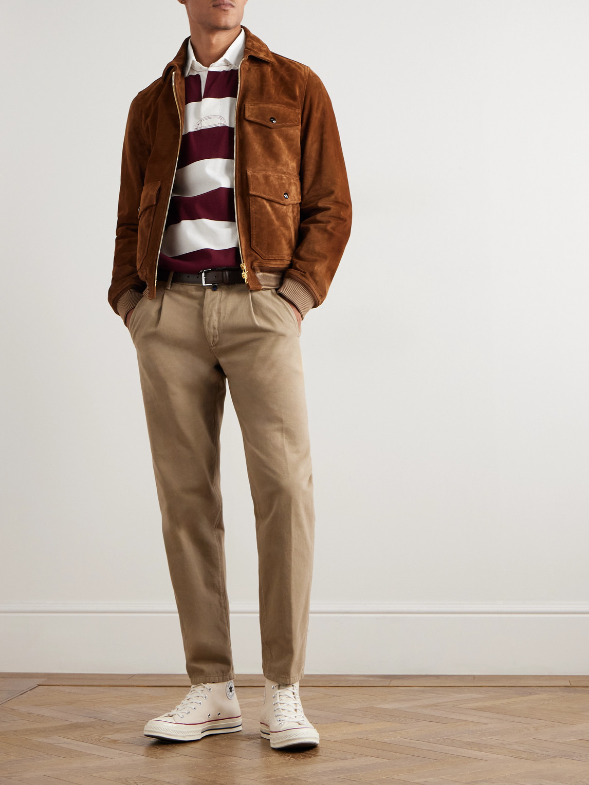 Incotex Blue Division Straight-leg Pleated Cotton And Cashmere-blend Twill Trousers In Brown