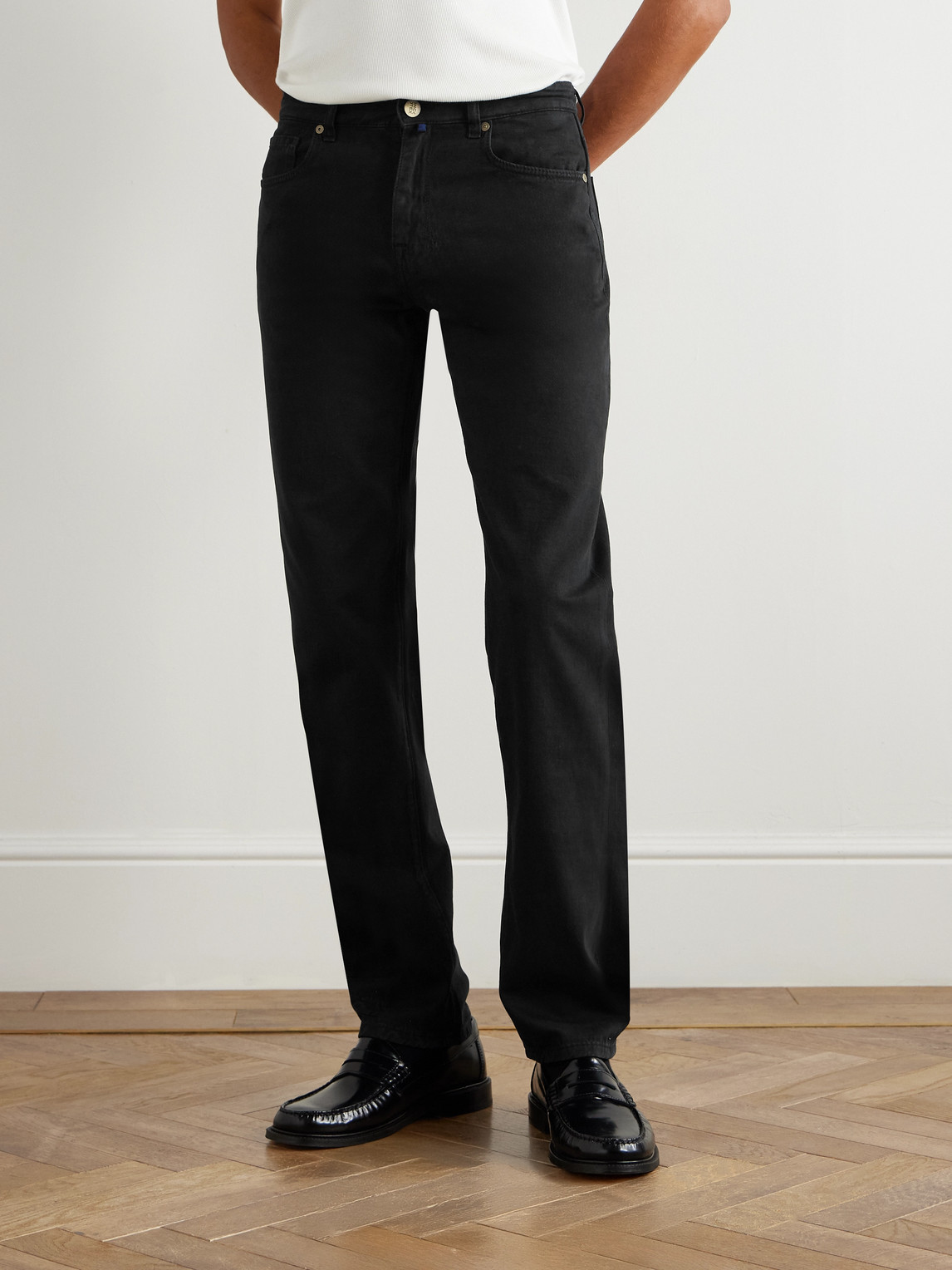 Incotex Blue Division Slim-fit Tapered Jeans In Black