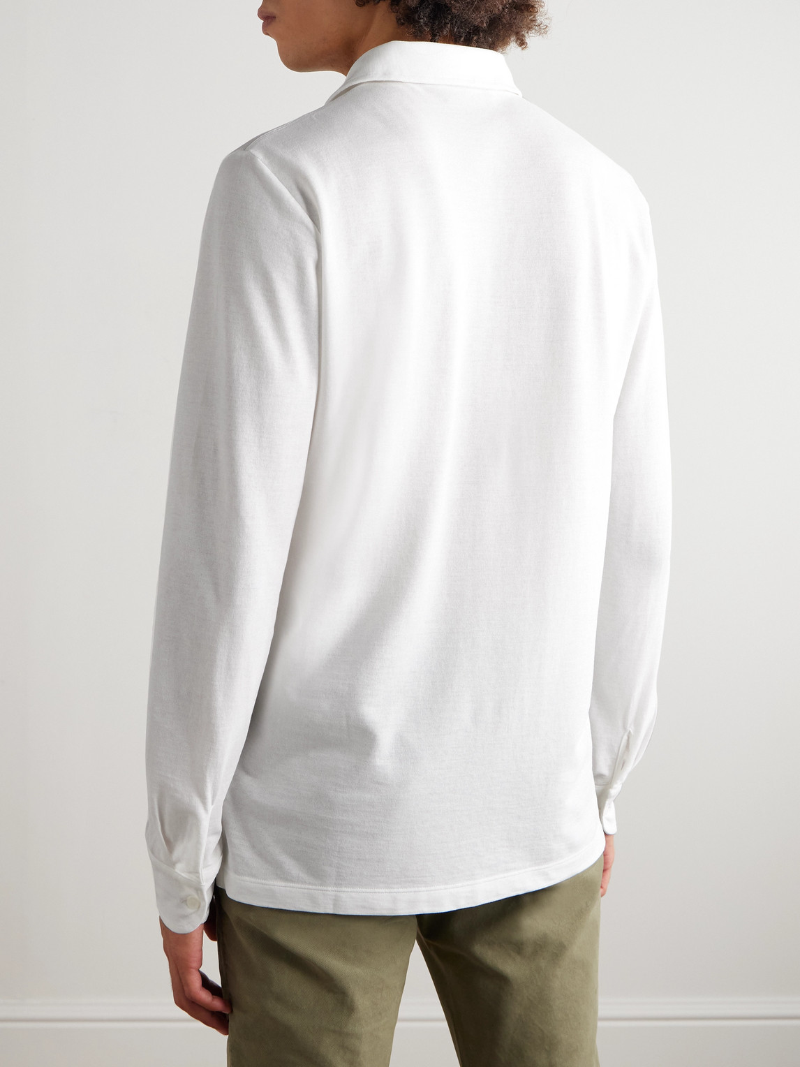 Incotex Zanone Slim-fit Icecotton Piqué Polo Shirt In White