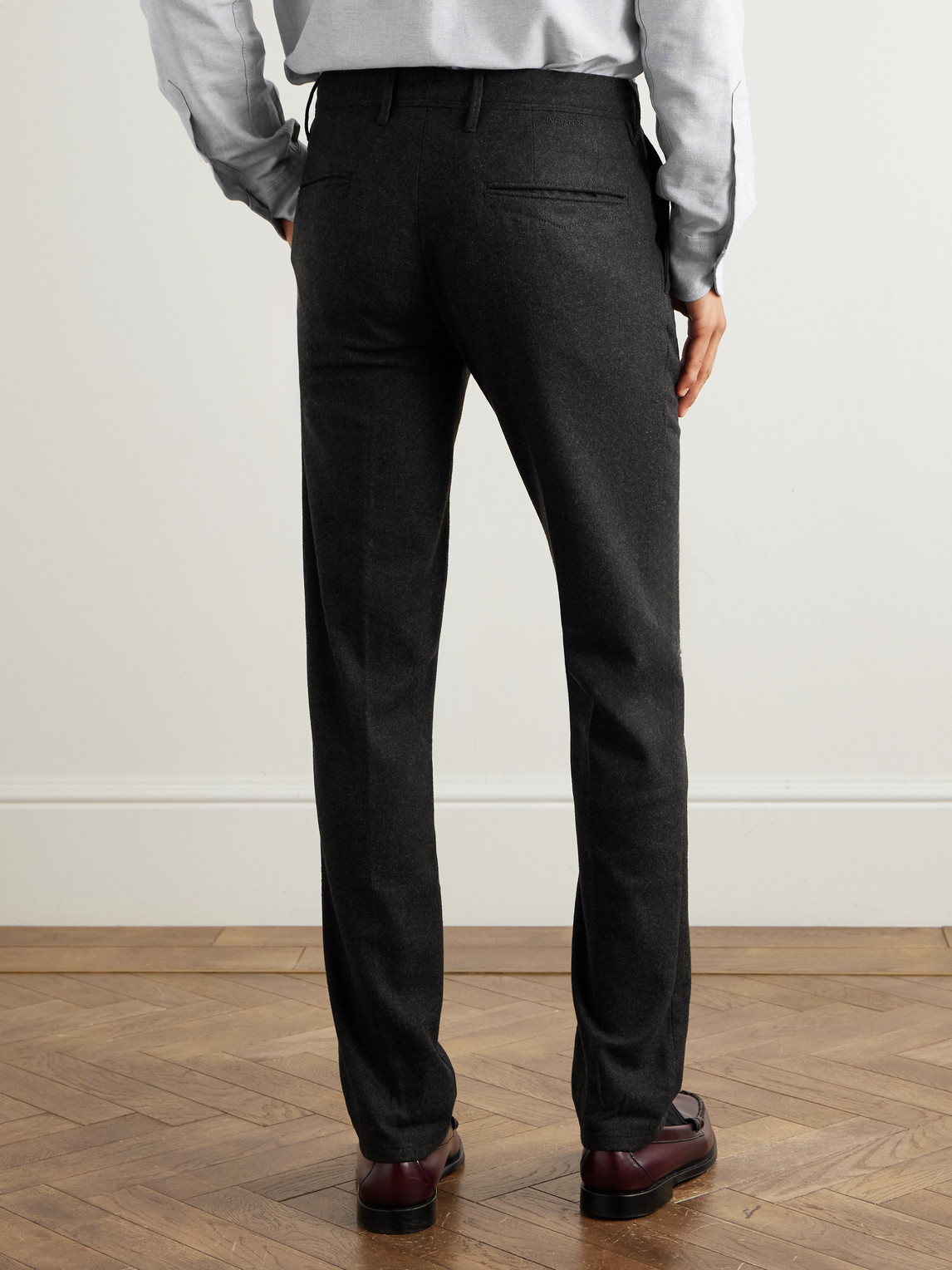Incotex Slim-fit Straight-leg Virgin Wool-blend Trousers In Black