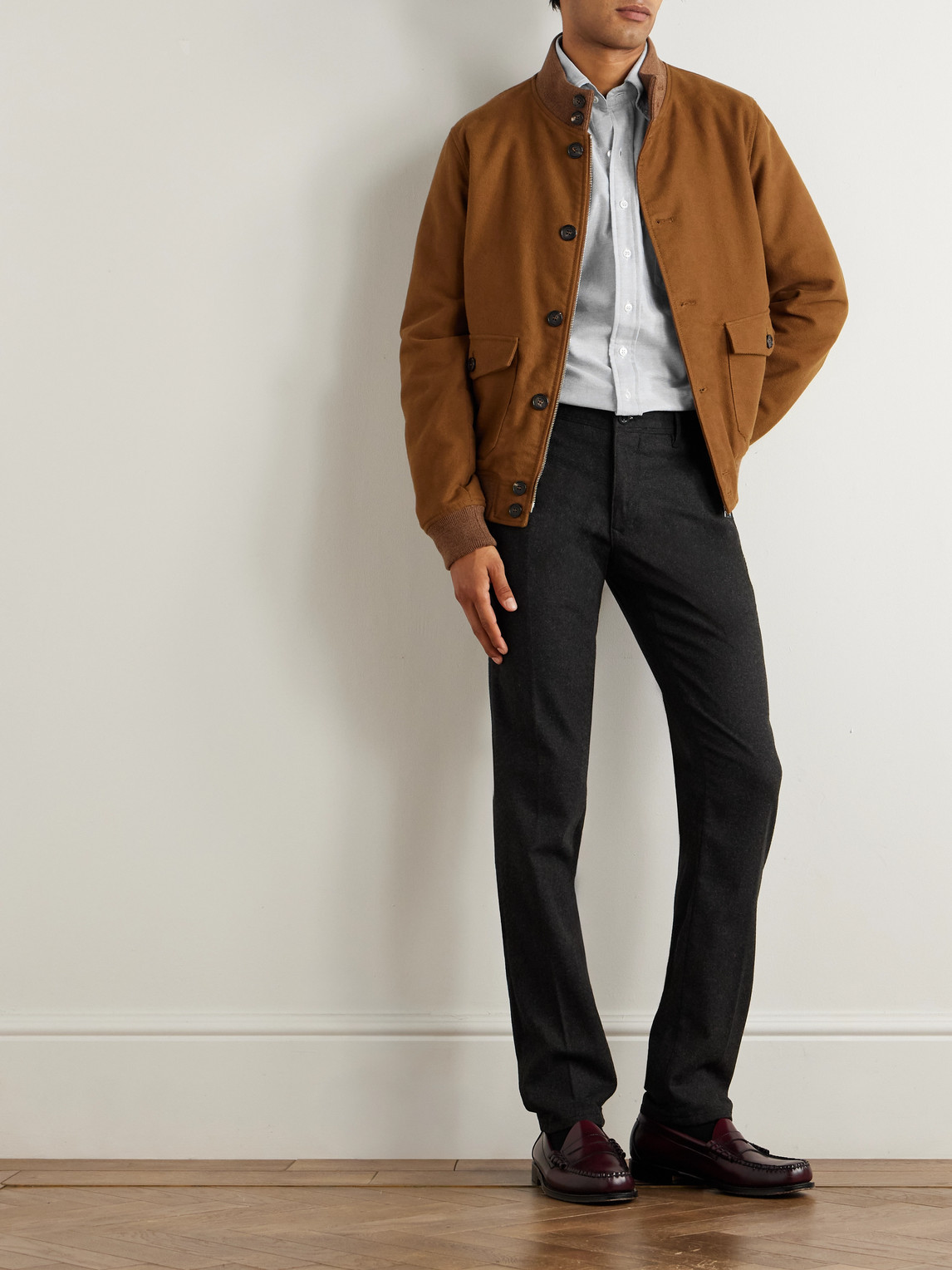 Incotex Slim-fit Straight-leg Virgin Wool-blend Trousers In Black