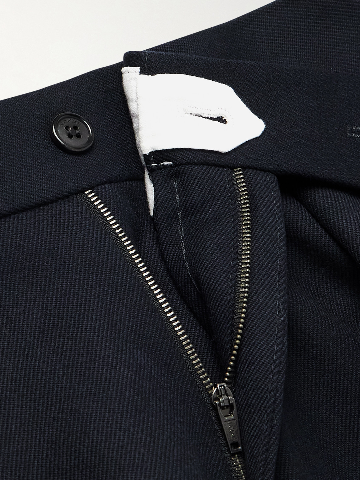 Incotex Tapered Pleated Virgin Wool-twill Trousers In Blue