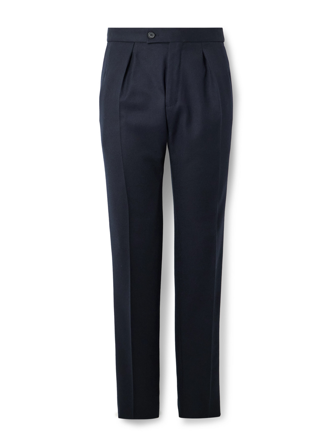 Incotex Tapered Pleated Virgin Wool-twill Trousers In Blue