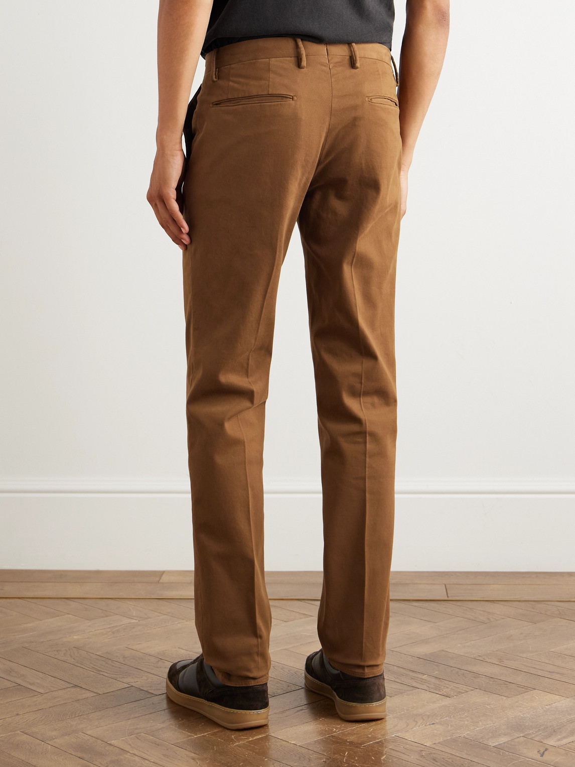 Incotex Slim-fit Cotton-blend Twill Trousers In Brown