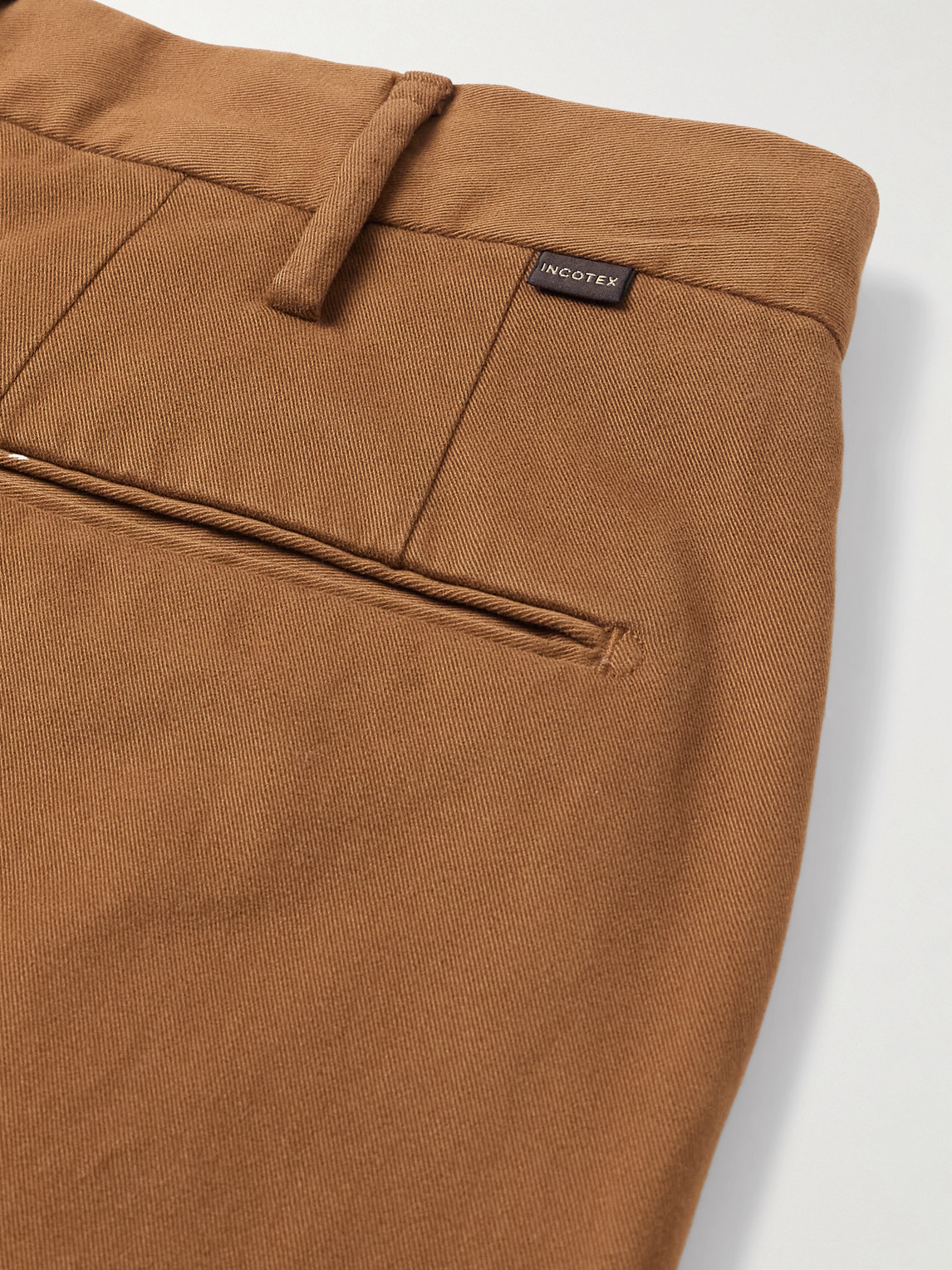 Incotex Slim-fit Cotton-blend Twill Trousers In Brown