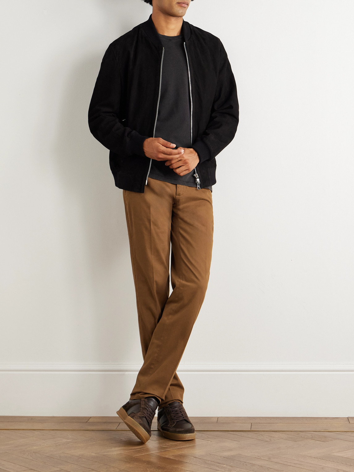 Incotex Slim-fit Cotton-blend Twill Trousers In Brown