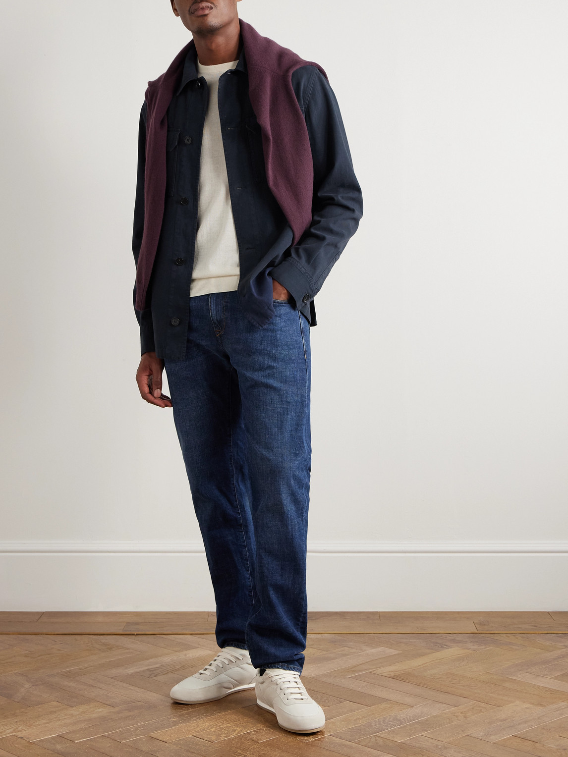 Incotex Cotton And Cashmere-blend Overshirt In Blue