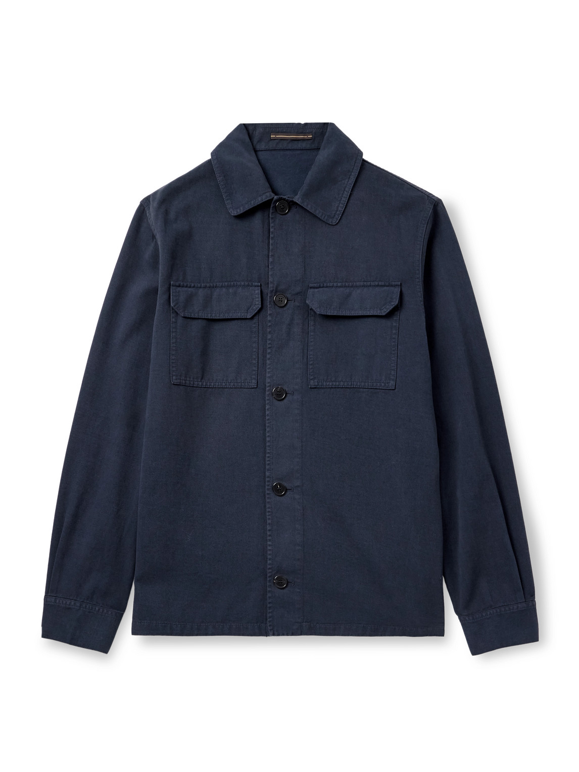 Incotex Cotton And Cashmere-blend Overshirt In Blue