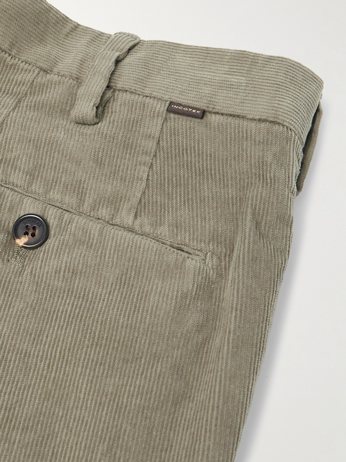 Incotex Straight-leg Cotton-blend Corduroy Trousers In Green