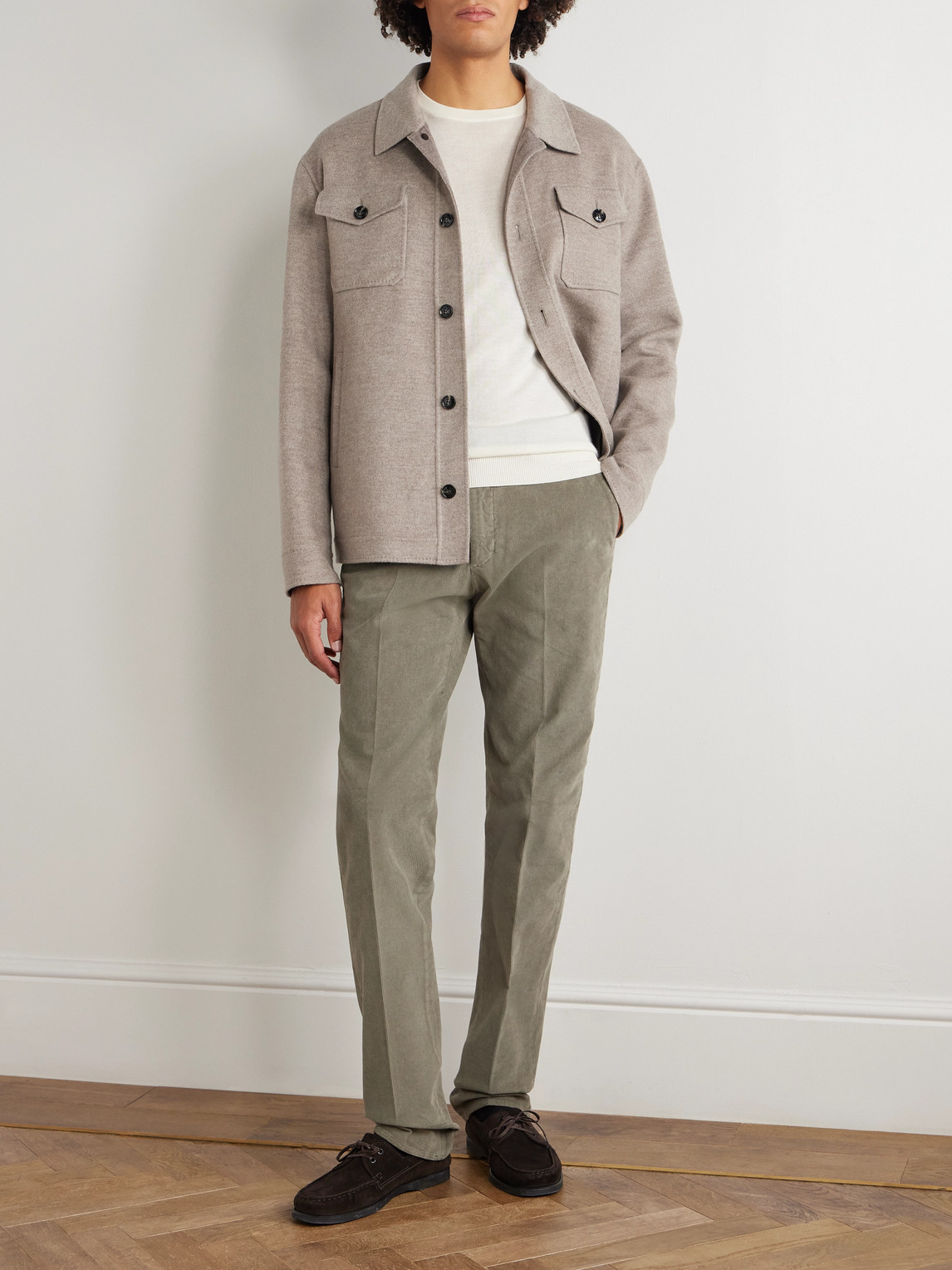 Incotex Straight-leg Cotton-blend Corduroy Trousers In Green
