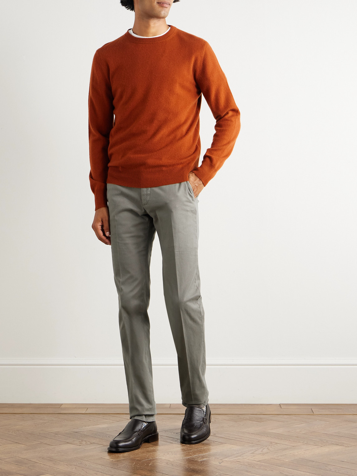 Incotex Straight-leg Cotton-blend Twill Trousers In Gold
