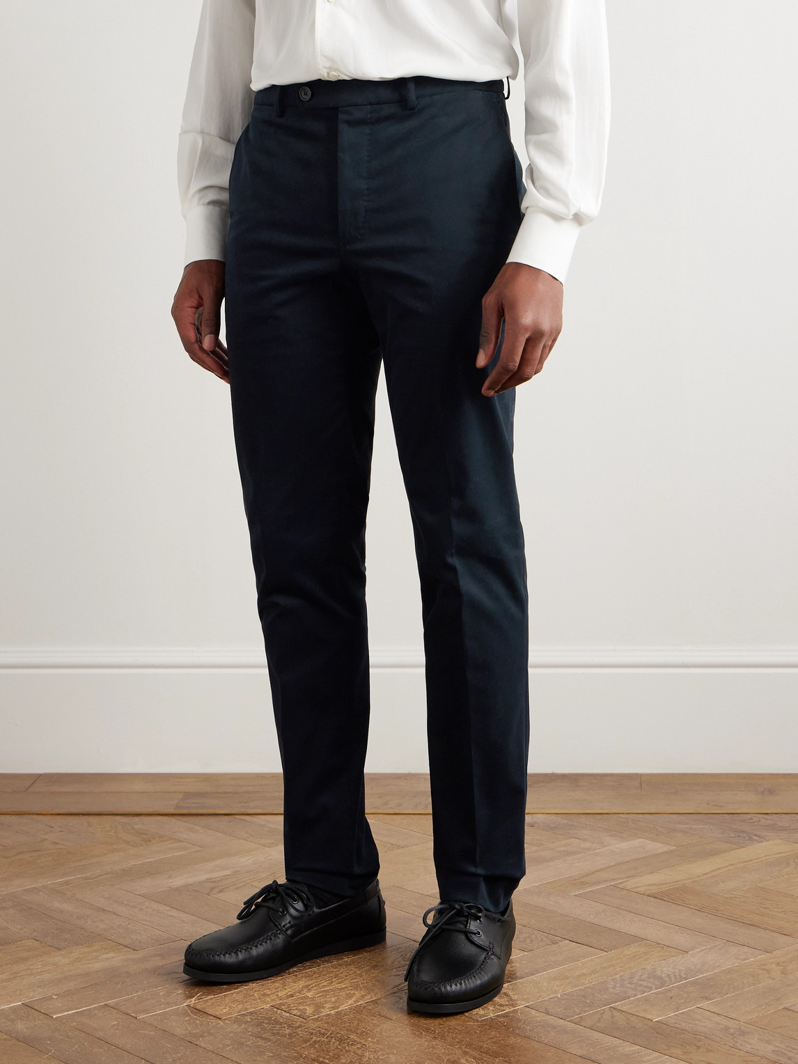 Incotex Straight-leg Stretch-cotton Trousers In Blue