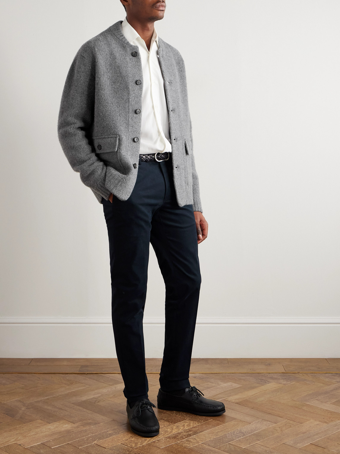 Incotex Zanone Wool And Cashmere-blend Cardigan In Gray