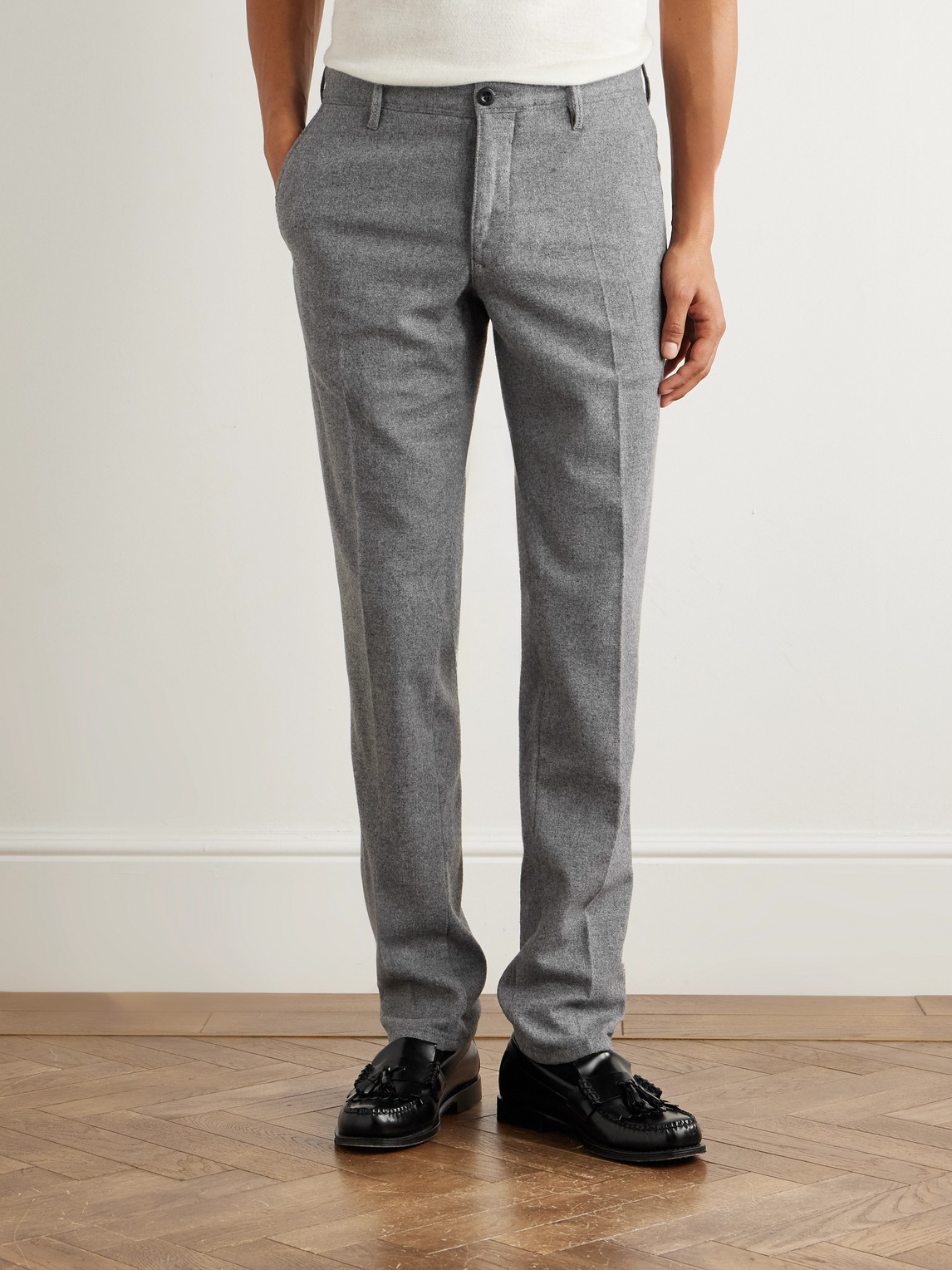 Incotex Slim-leg Virgin Wool-blend Trousers In Gray