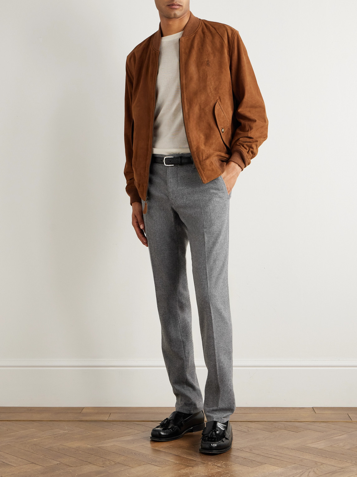 Incotex Slim-leg Virgin Wool-blend Trousers In Gray