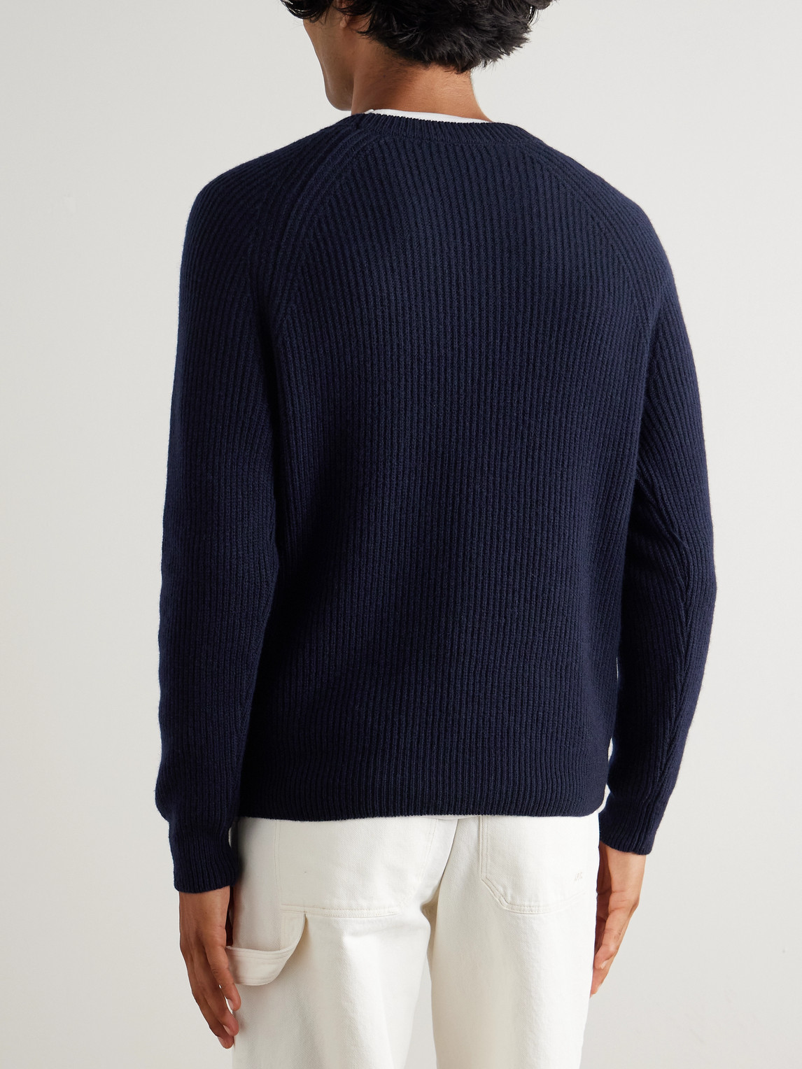 Incotex Zanone Ribbed Virgin Wool Sweater In Blue