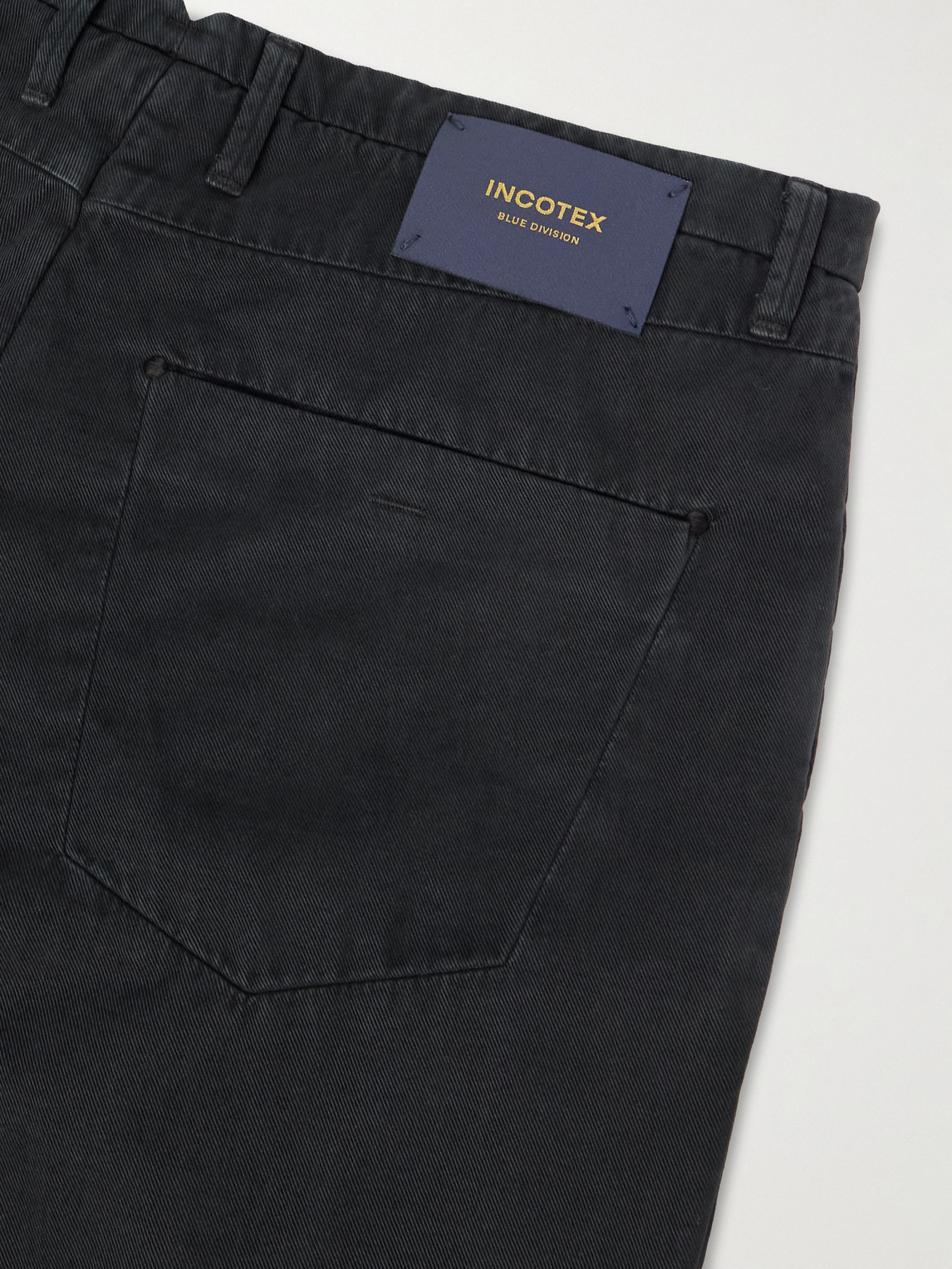 Incotex Blue Division Straight-leg Pleated Cotton And Cashmere-blend Twill Trousers In Black