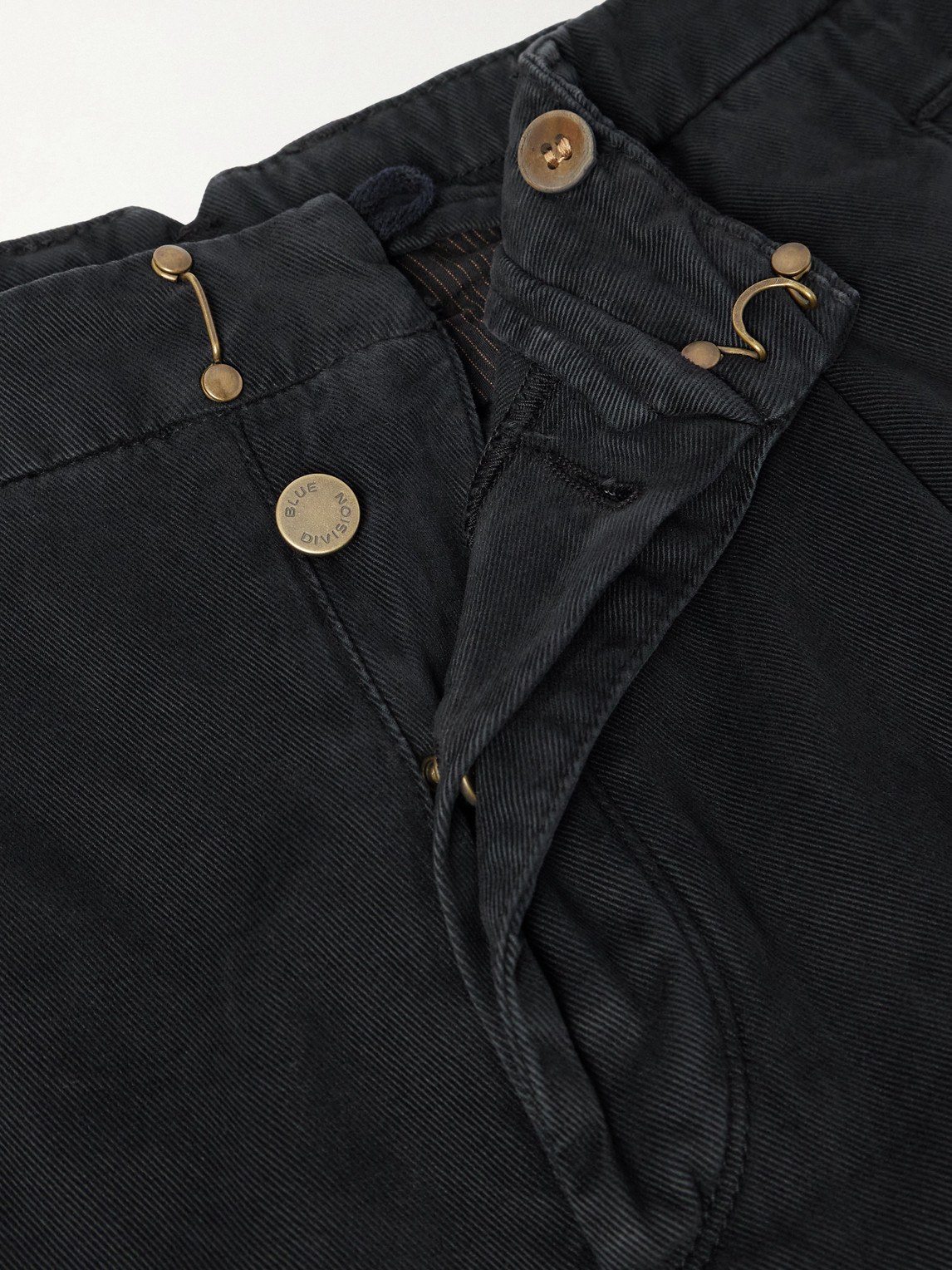 Incotex Blue Division Straight-leg Pleated Cotton And Cashmere-blend Twill Trousers In Black