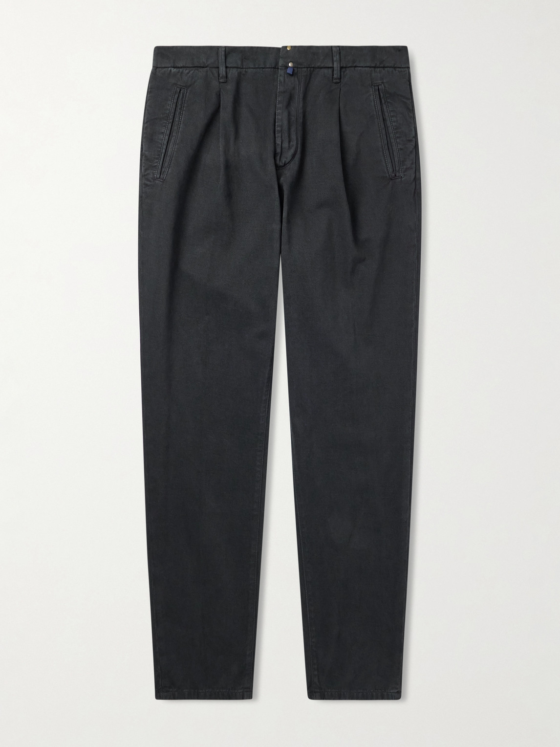 Incotex Blue Division Straight-Leg Pleated Cotton and Cashmere-Blend Twill Trousers - Men