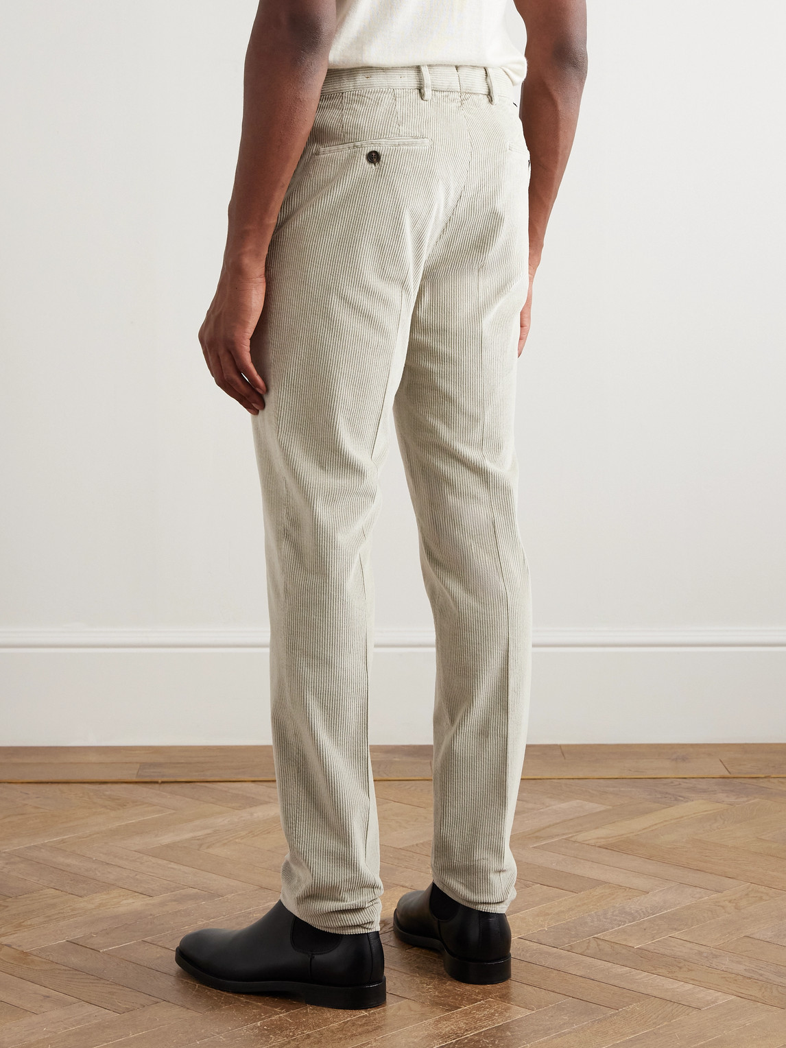 Incotex Straight-leg Cotton-blend Corduroy Trousers In Neutral