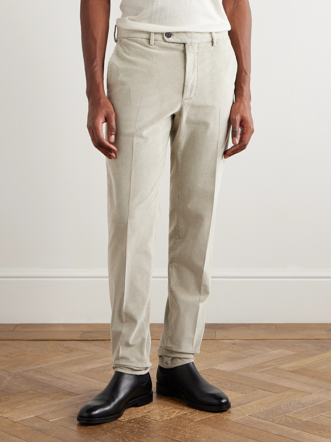Incotex Straight-leg Cotton-blend Corduroy Trousers In Neutral