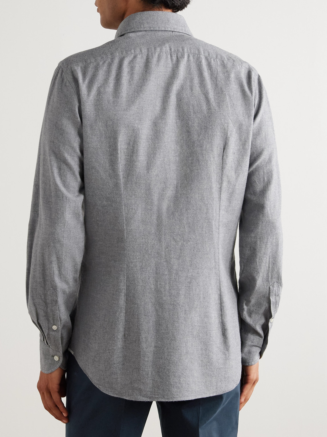 Incotex Glanshirt Cotton-flannel Shirt In Gray