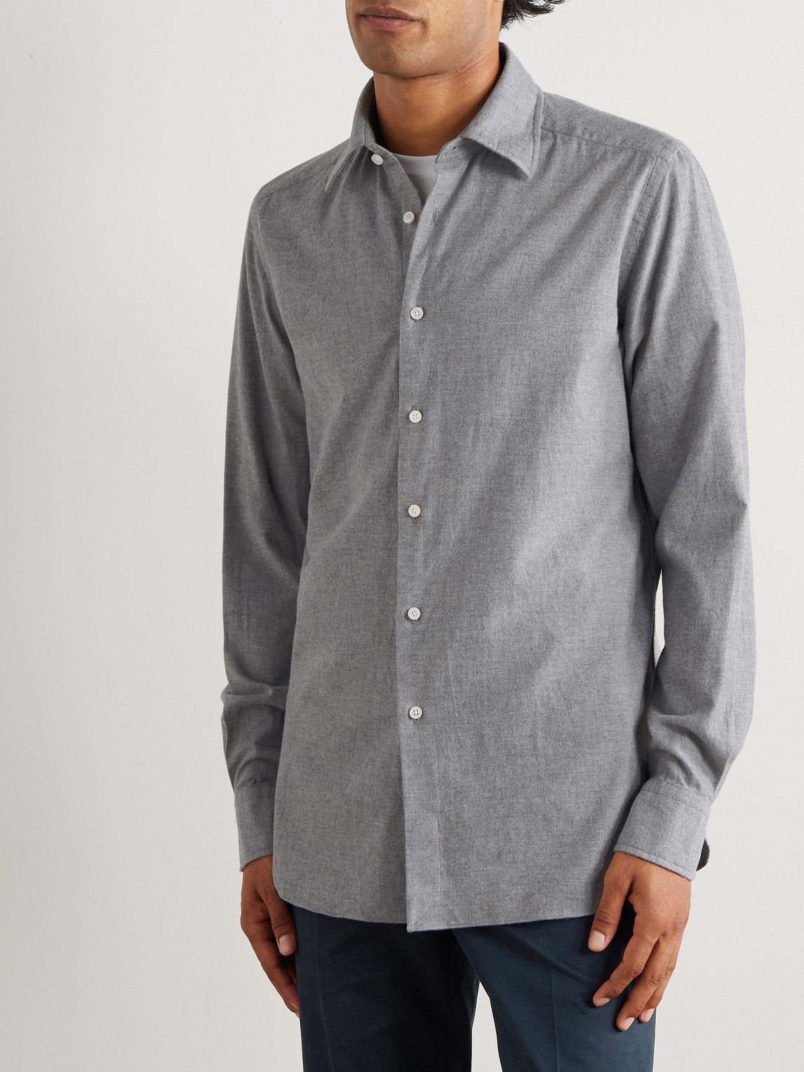 Incotex Glanshirt Cotton-flannel Shirt In Gray
