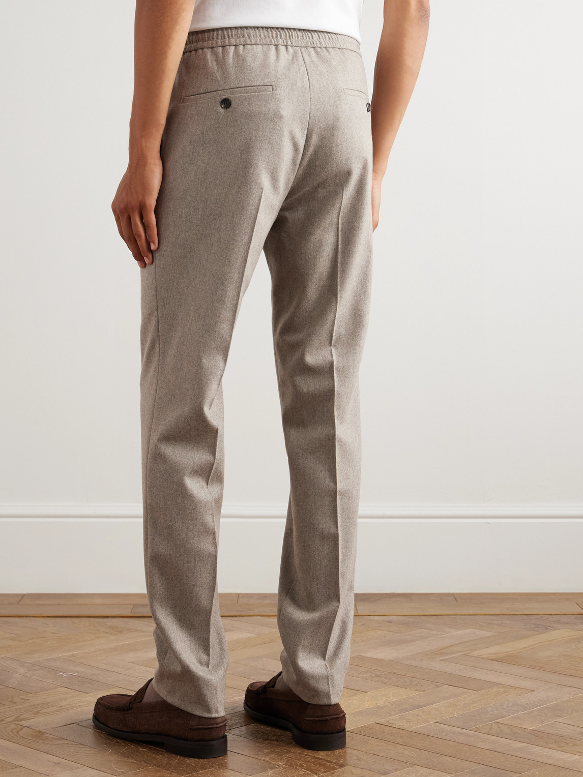 Incotex Tapered Pleated Wool And Cashmere-blend Trousers In Neutral