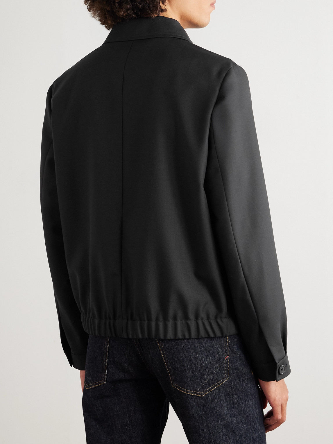 Incotex Wool And Mohair-blend Twill Bomber Jacket In Black