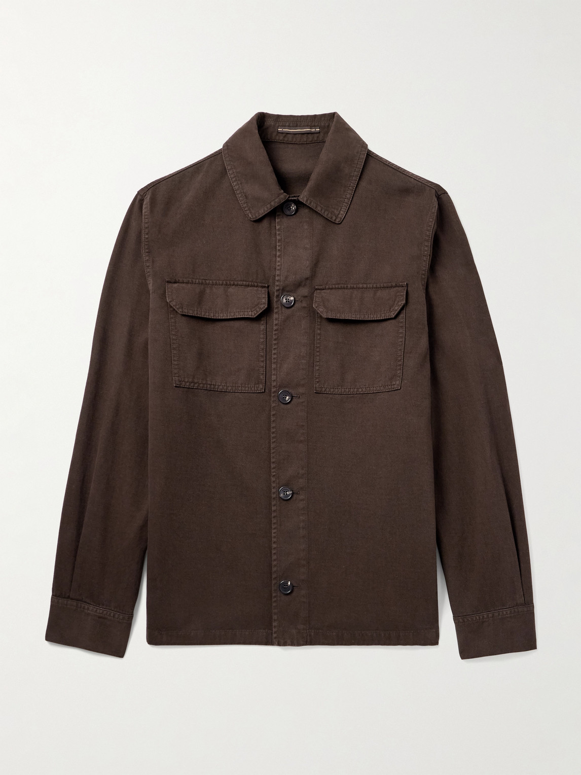 Incotex Cotton And Cashmere-blend Overshirt In Brown