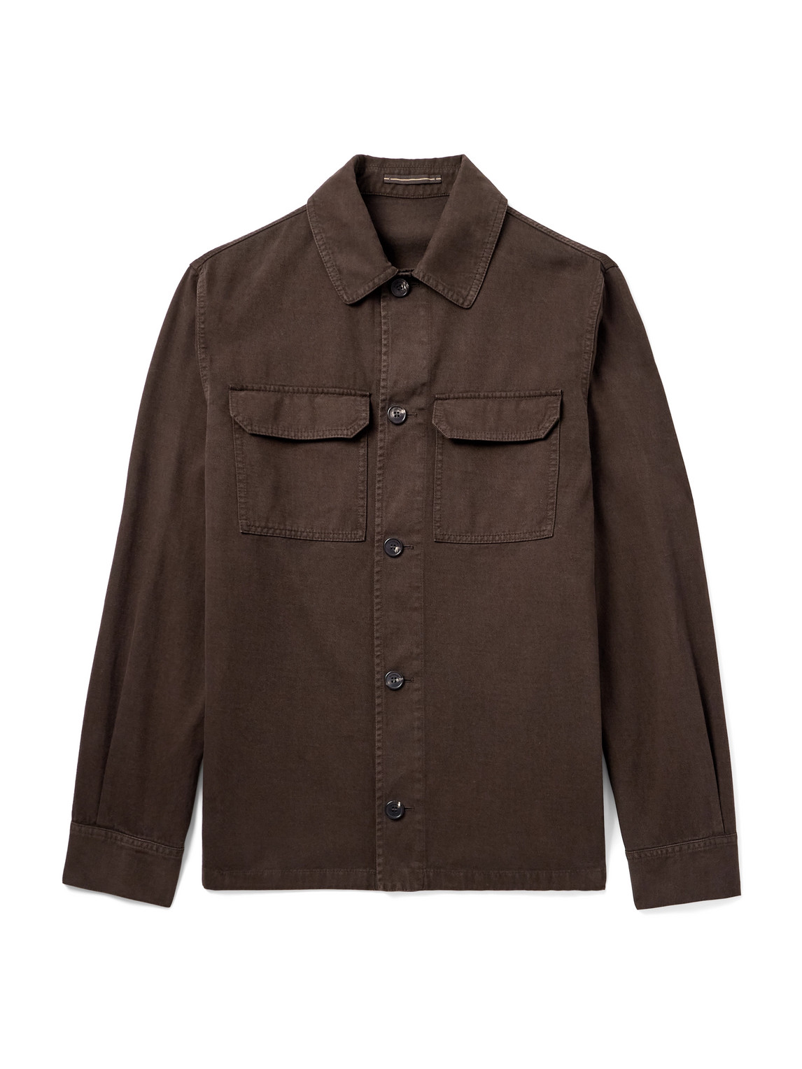 Incotex Cotton And Cashmere-blend Overshirt In Brown
