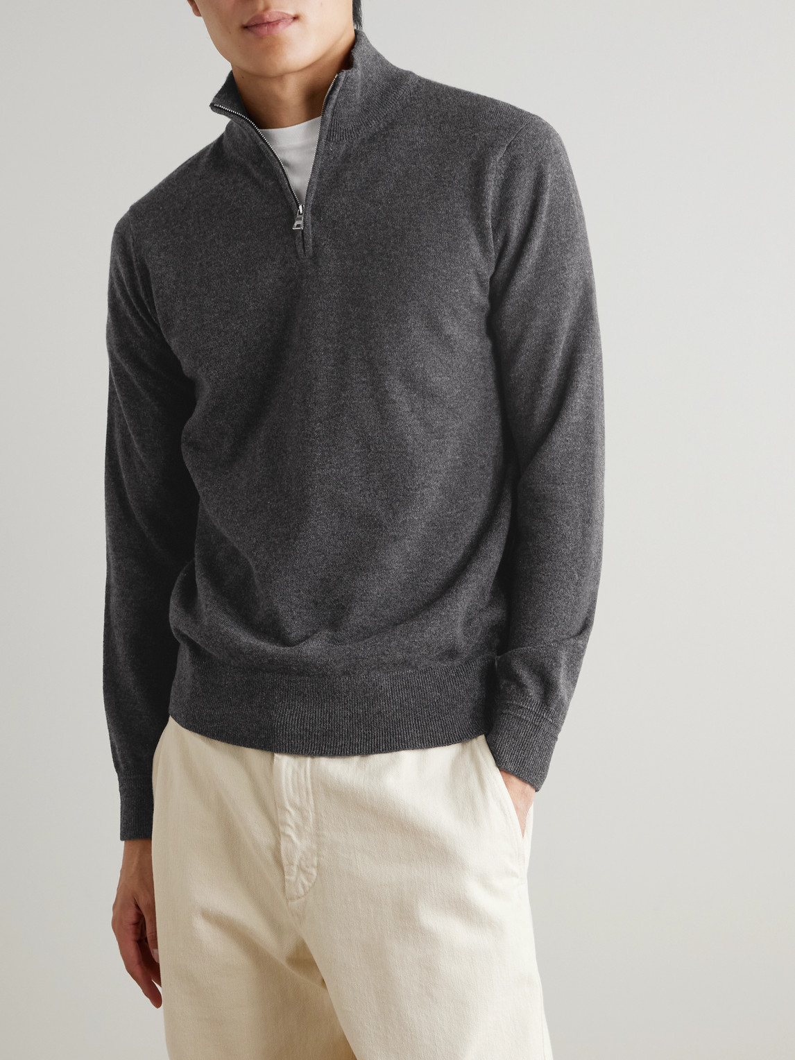 Mr P. - James Cashmere Half-zip Sweater - Men - Gray - Xxl 