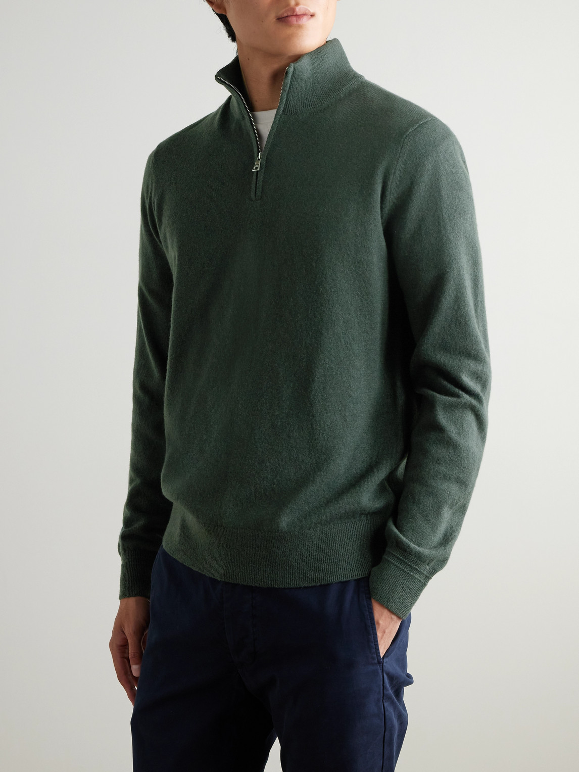  Mr P. - James Cashmere Half-zip Sweater - Men - Green - Xs 