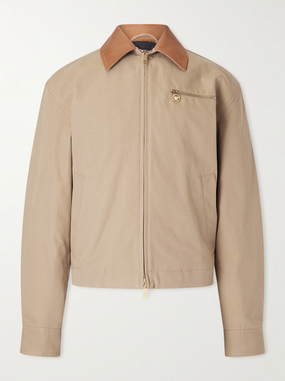 Versace Leather-Trimmed Padded Cotton-Canvas Blouson Jacket - Men