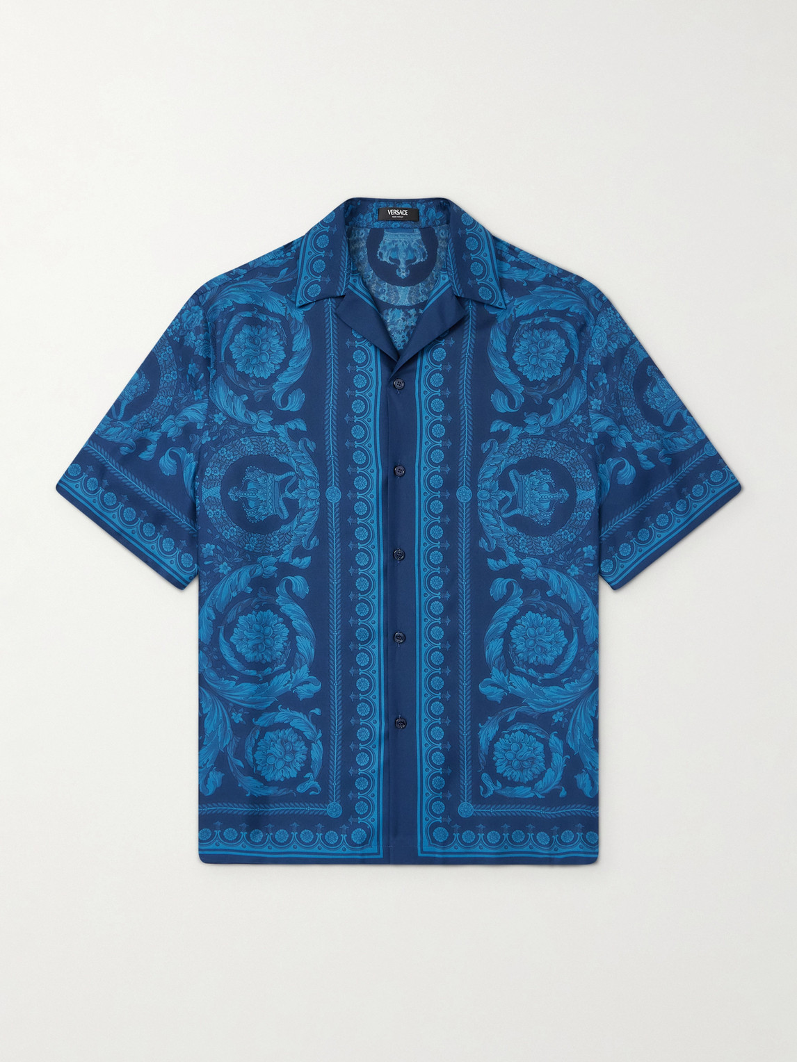 Versace Camp-Collar Printed Silk-Twill Shirt - Men