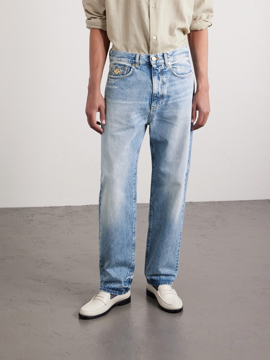  Versace - Embellished Straight-leg Jeans - Men - Blue - Uk/us 30 
