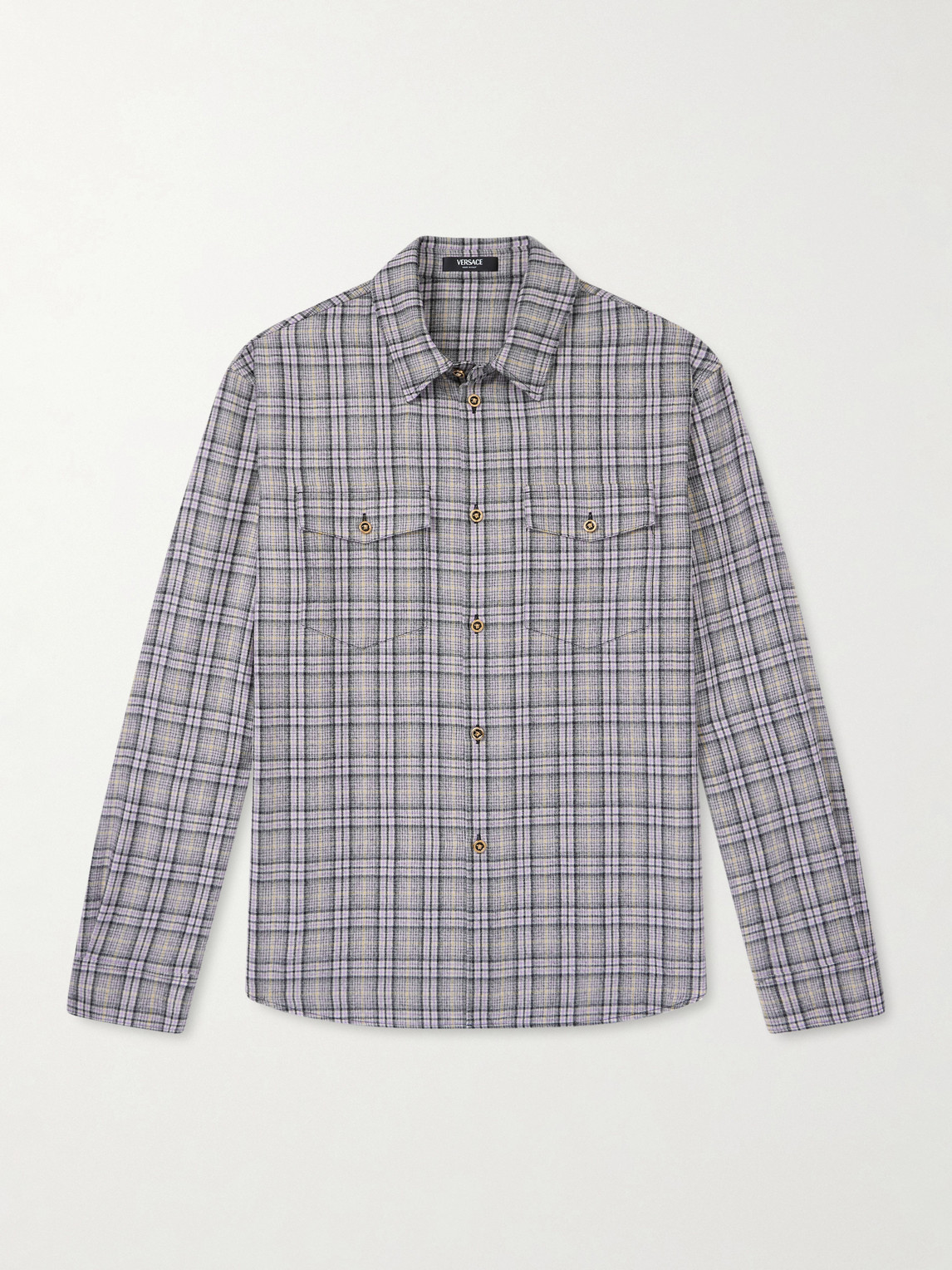 Versace Checked Wool-Flannel Shirt - Men